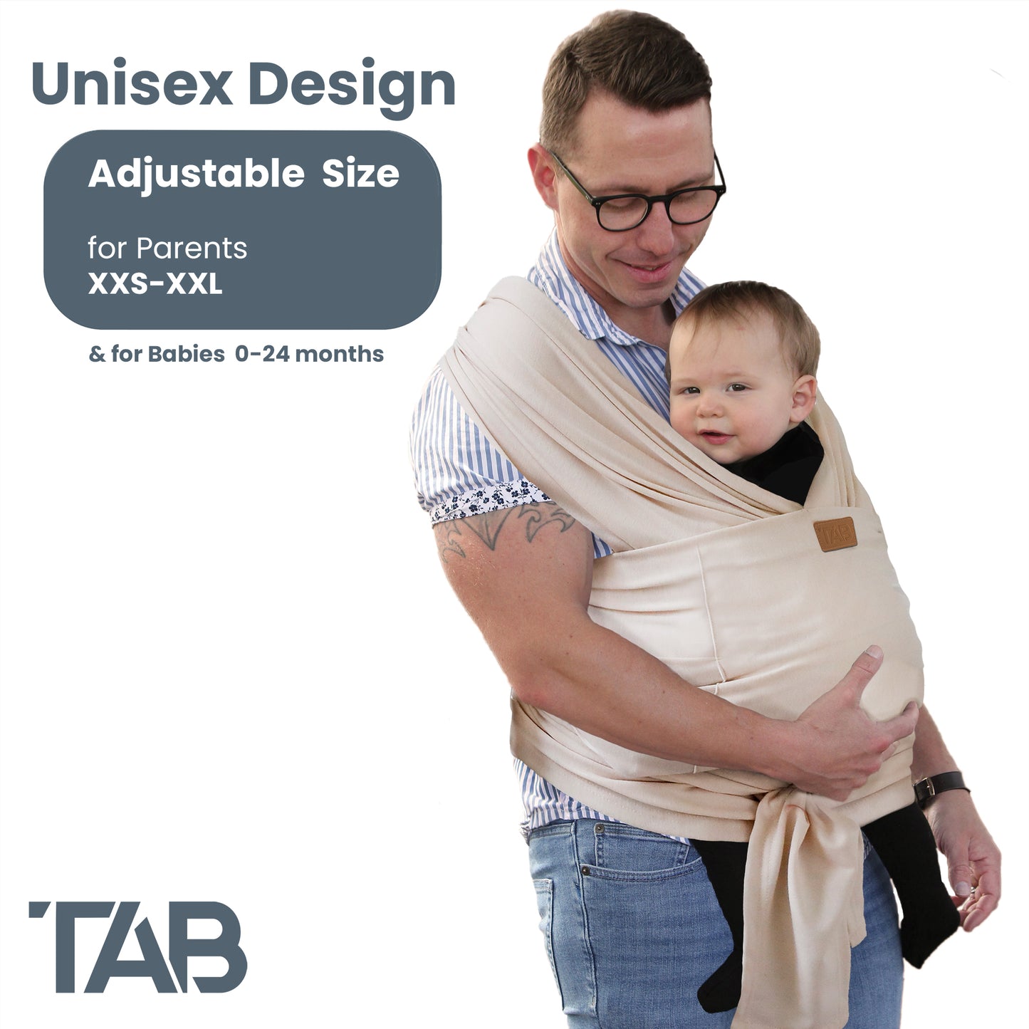 Baby Wrap Carrier Sling - Beige/Gold Rings