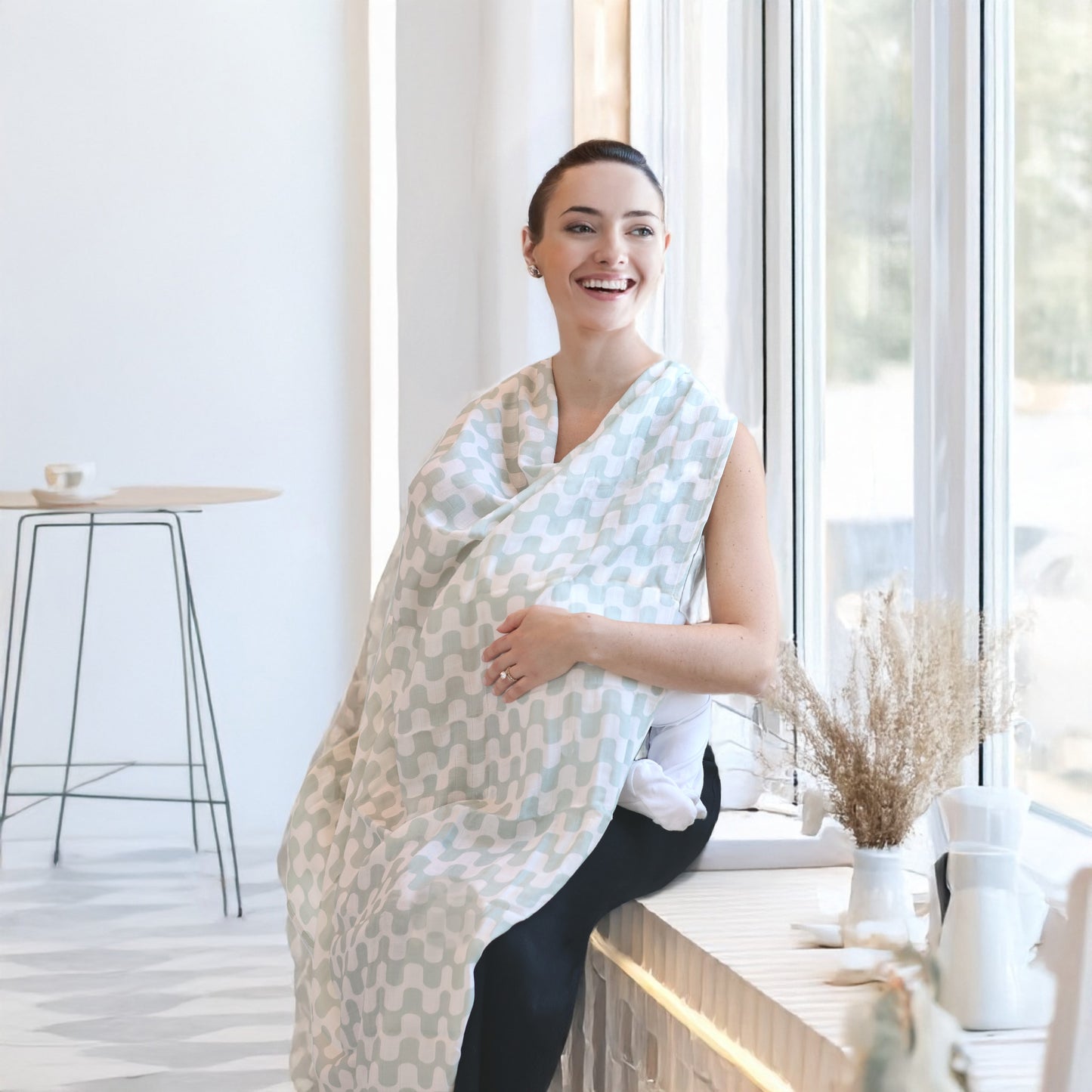 Muslin Swaddle Blankets (Green Waves & Smileys)