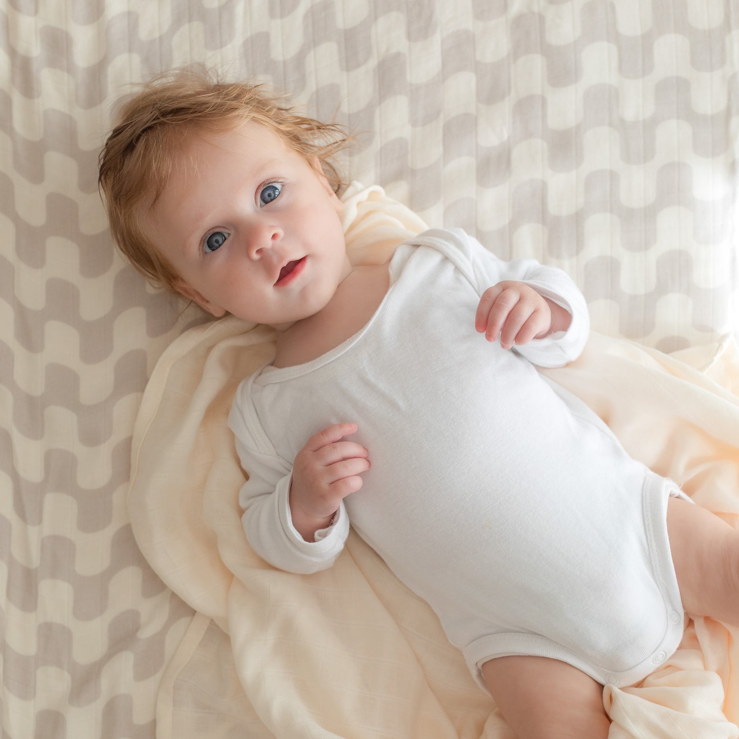 Muslin Swaddle Blankets (Tan Waves & Pure Beige)