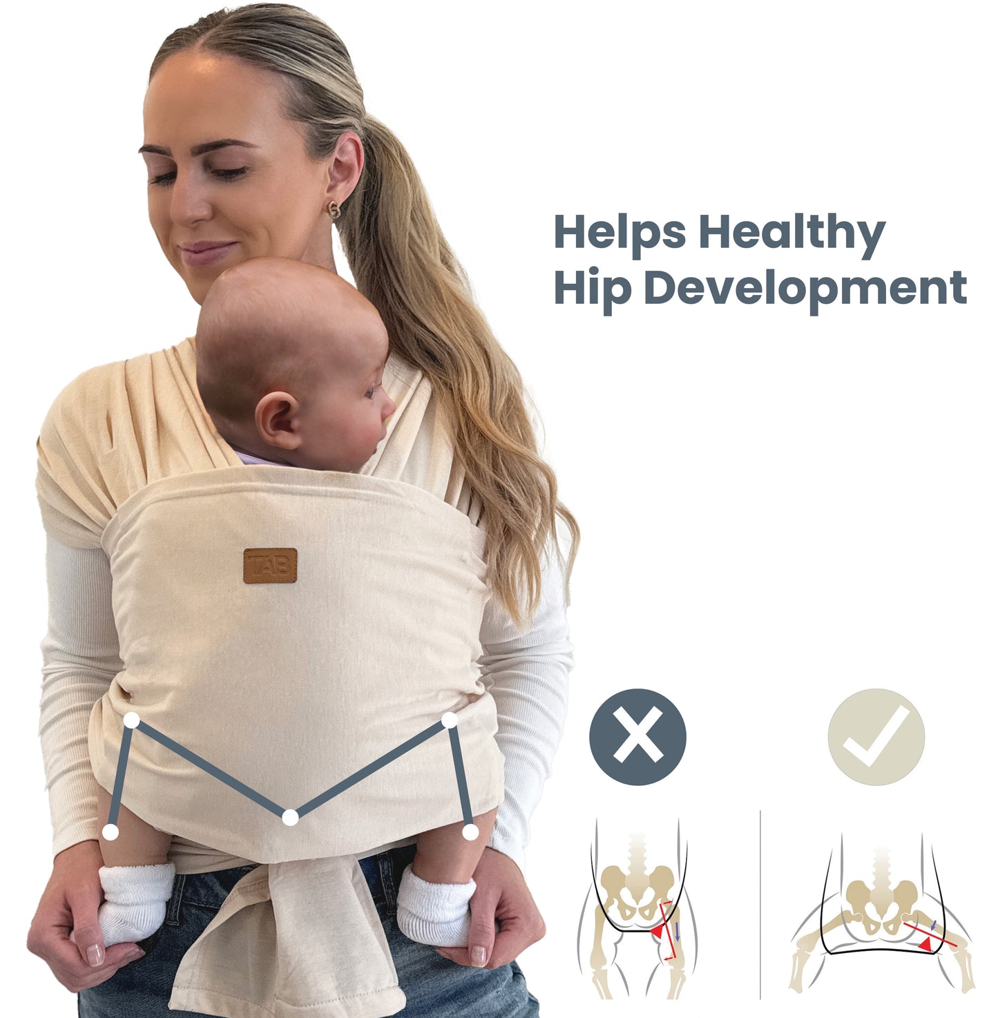 Baby Wrap Carrier Sling -  Beige/Gold Rings