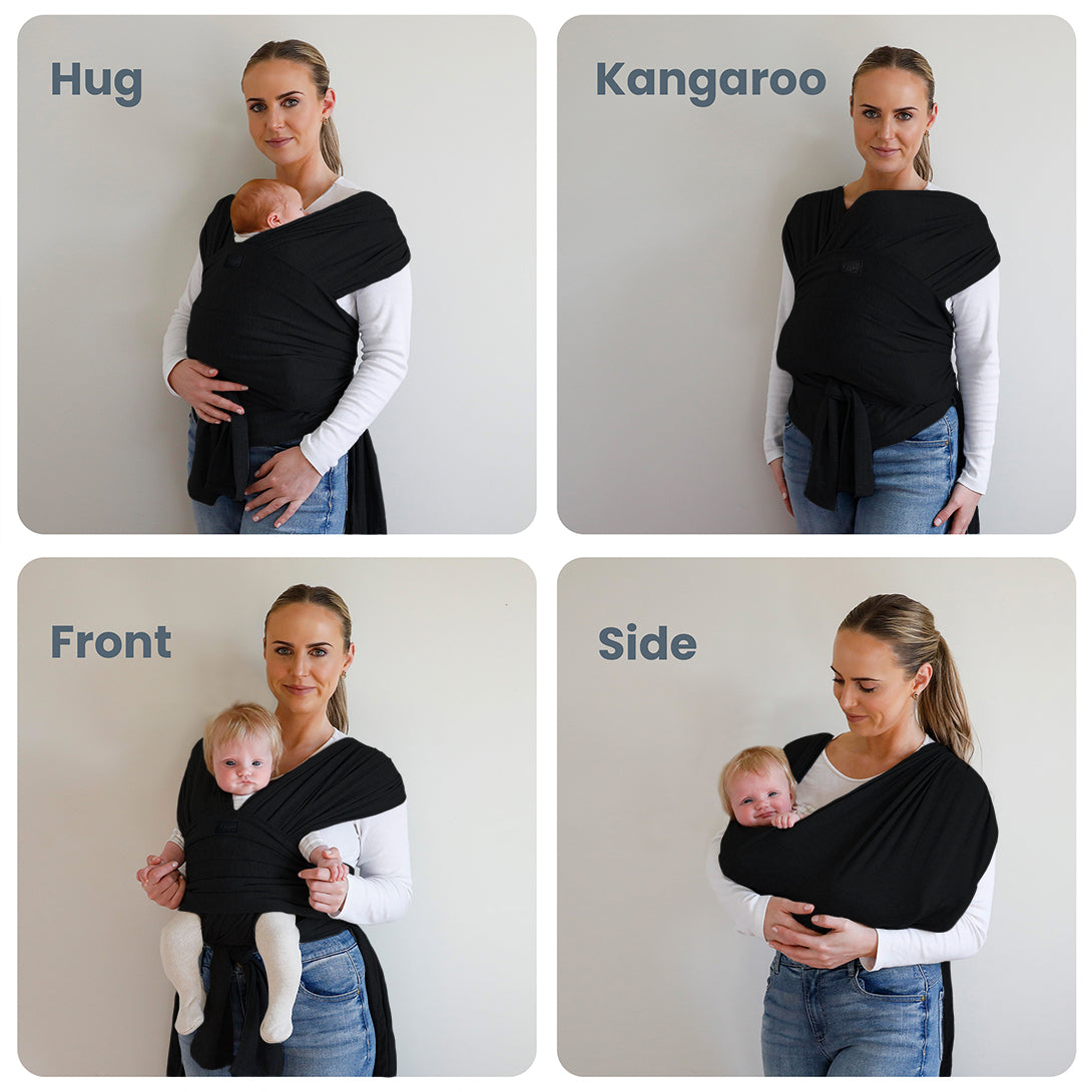 Baby Wrap Carrier Sling - Black/Gold Rings