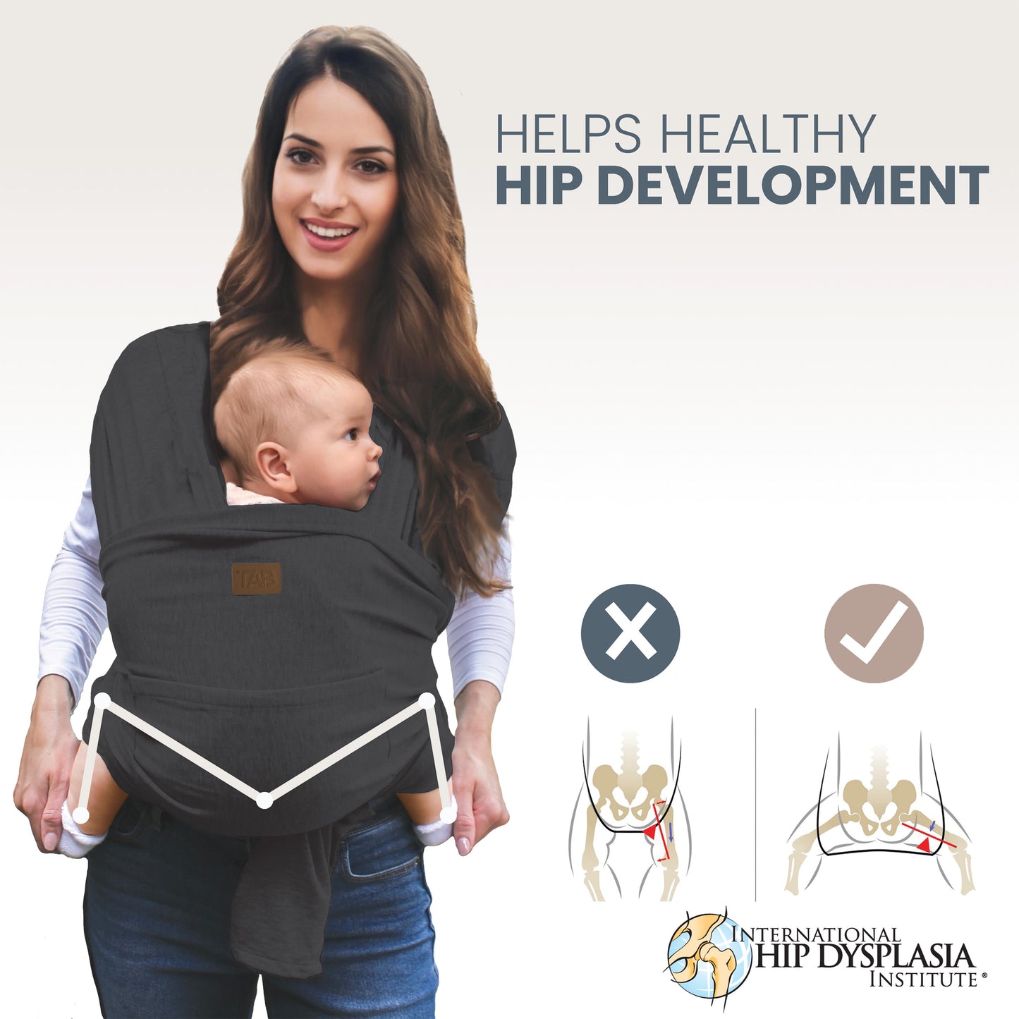 Baby Wrap Carrier Sling - Dark Gray/Gold Rings