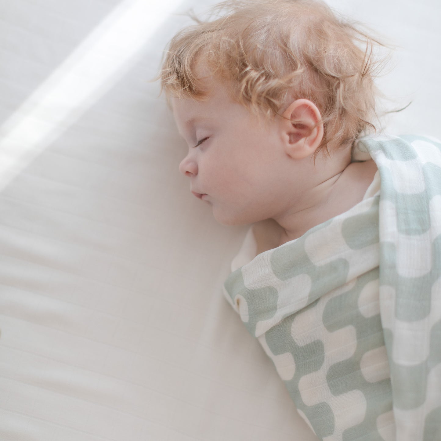 Muslin Swaddle Blankets (Green Waves & Smileys)