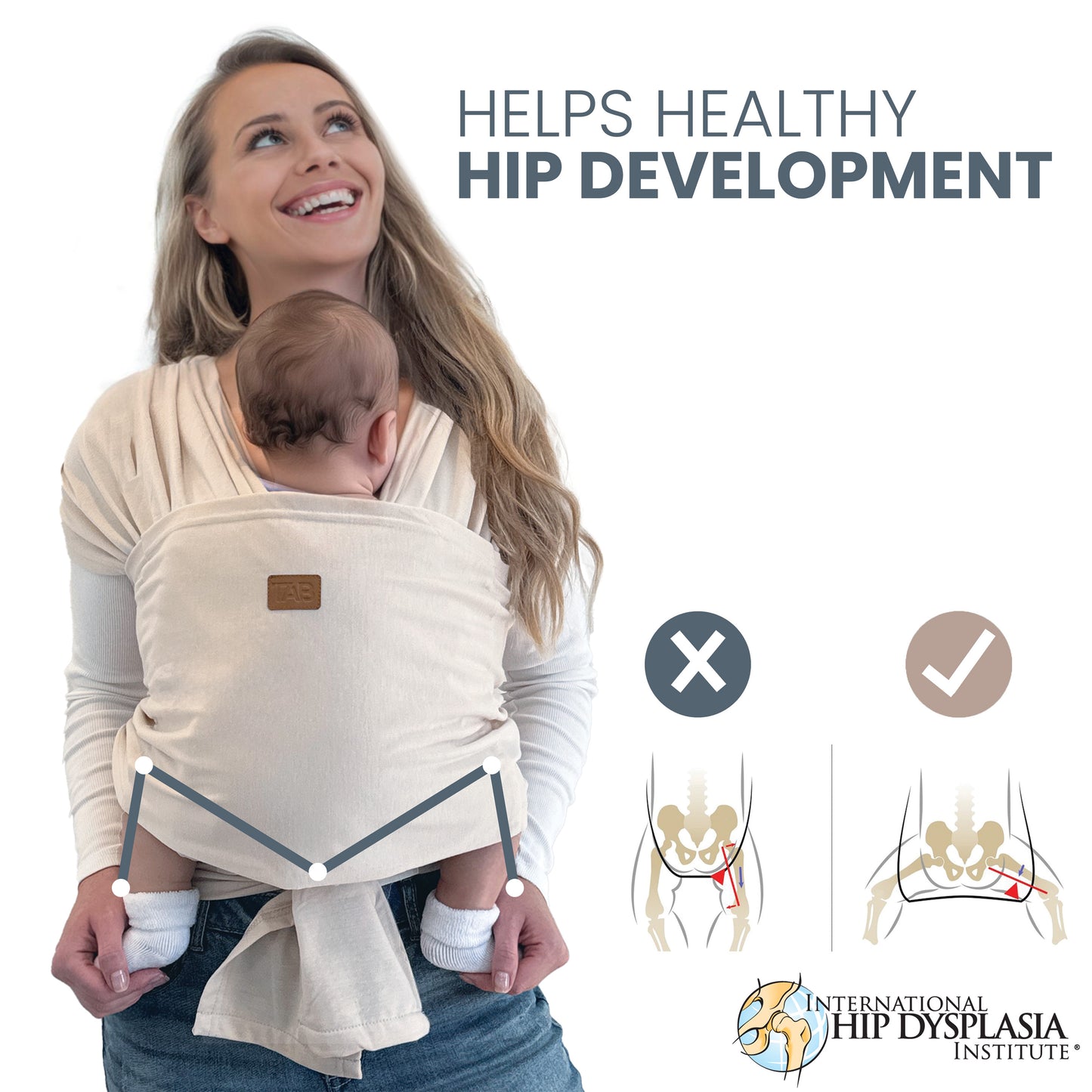 Baby Wrap Carrier Sling -  Beige/Gold Rings