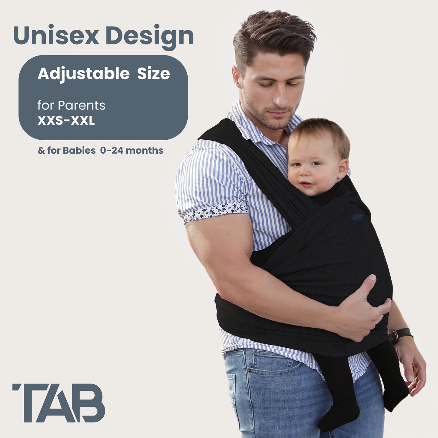 Baby Wrap Carrier Sling - Black/Gold Rings